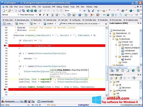 Screenshot phpDesigner Windows 8