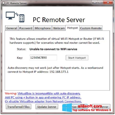 Screenshot PC Remote Server Windows 8