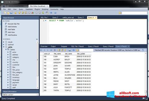 Screenshot MySQL Workbench Windows 8